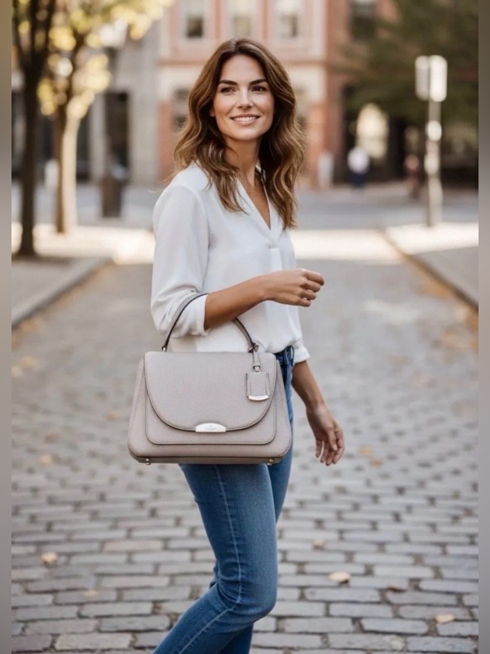 KATE SPADE PINE GROVE WAY ALEXYA  SATCHEL EGG SHELL.